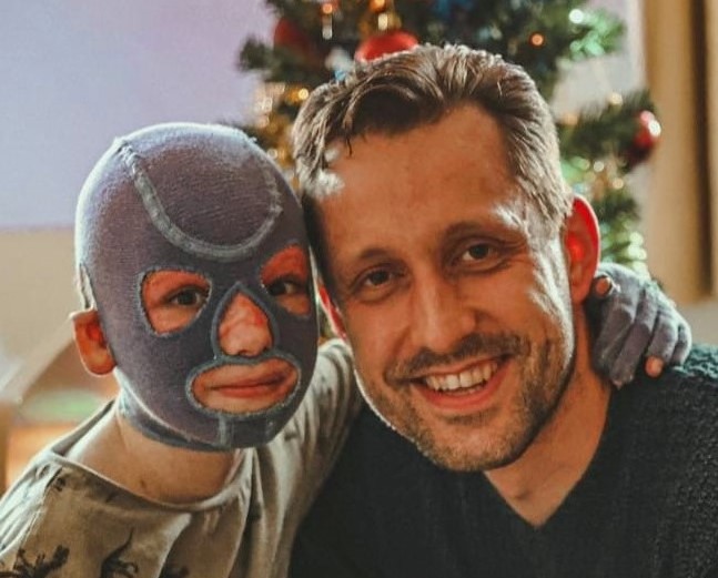 Yaroslav Oleksiv and his son Roman, who was badly burned in a Russian attack