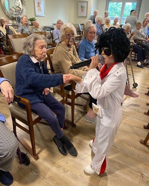 Lucciano Mortimore goes down a storm at the care home