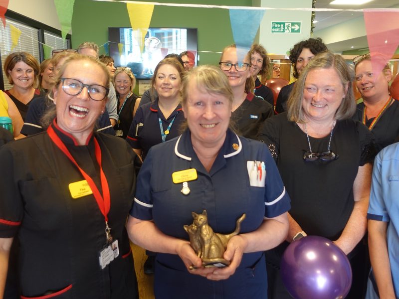 A surprise presentation to Chris Oram to mark her 40 years as a sister on the same ward