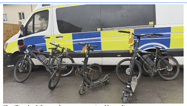 The illegal e-bikes and e-scooters seized by police