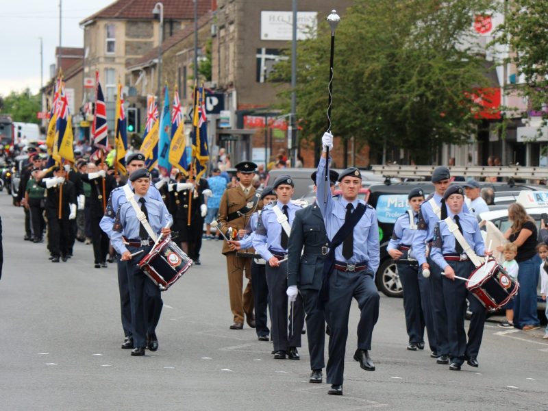 RAF Air Cadets lead the parade along Broad Street