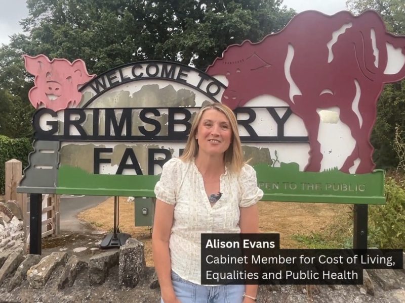 Cllr Alison Evans at Grimsbury Farm
