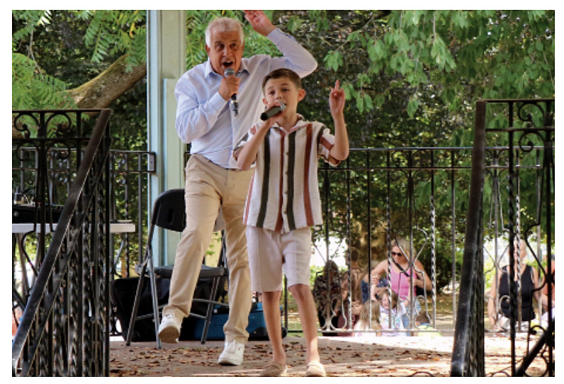 Frankie Johns and Lucciano Mortimore on the Page Park bandstand